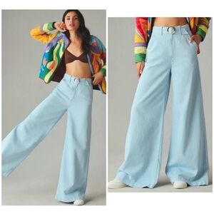 MOTHER Blue Flare Wide Leg Jeans